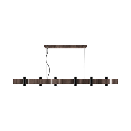Flow Linear Pendant Light in American Walnut (12-Light).