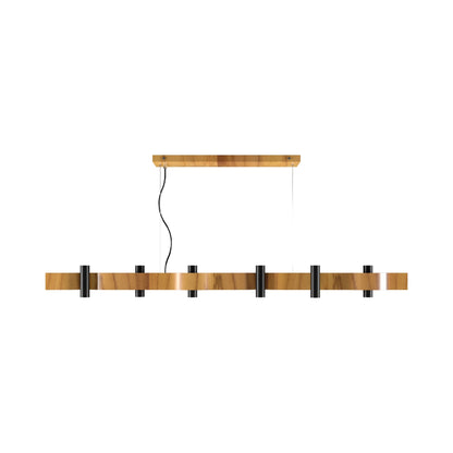 Flow Linear Pendant Light in Teak (12-Light).