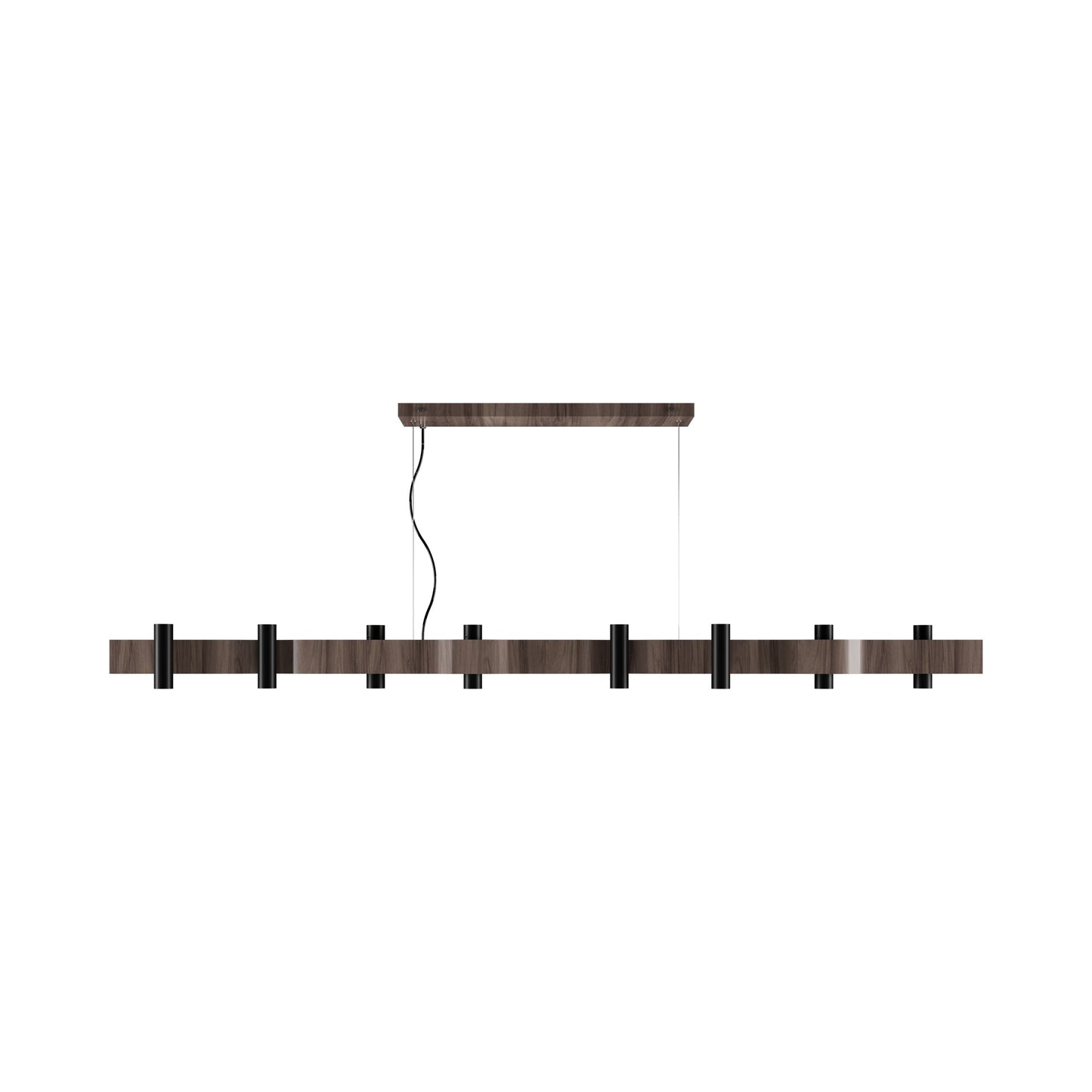 Flow Linear Pendant Light in American Walnut (16-Light).