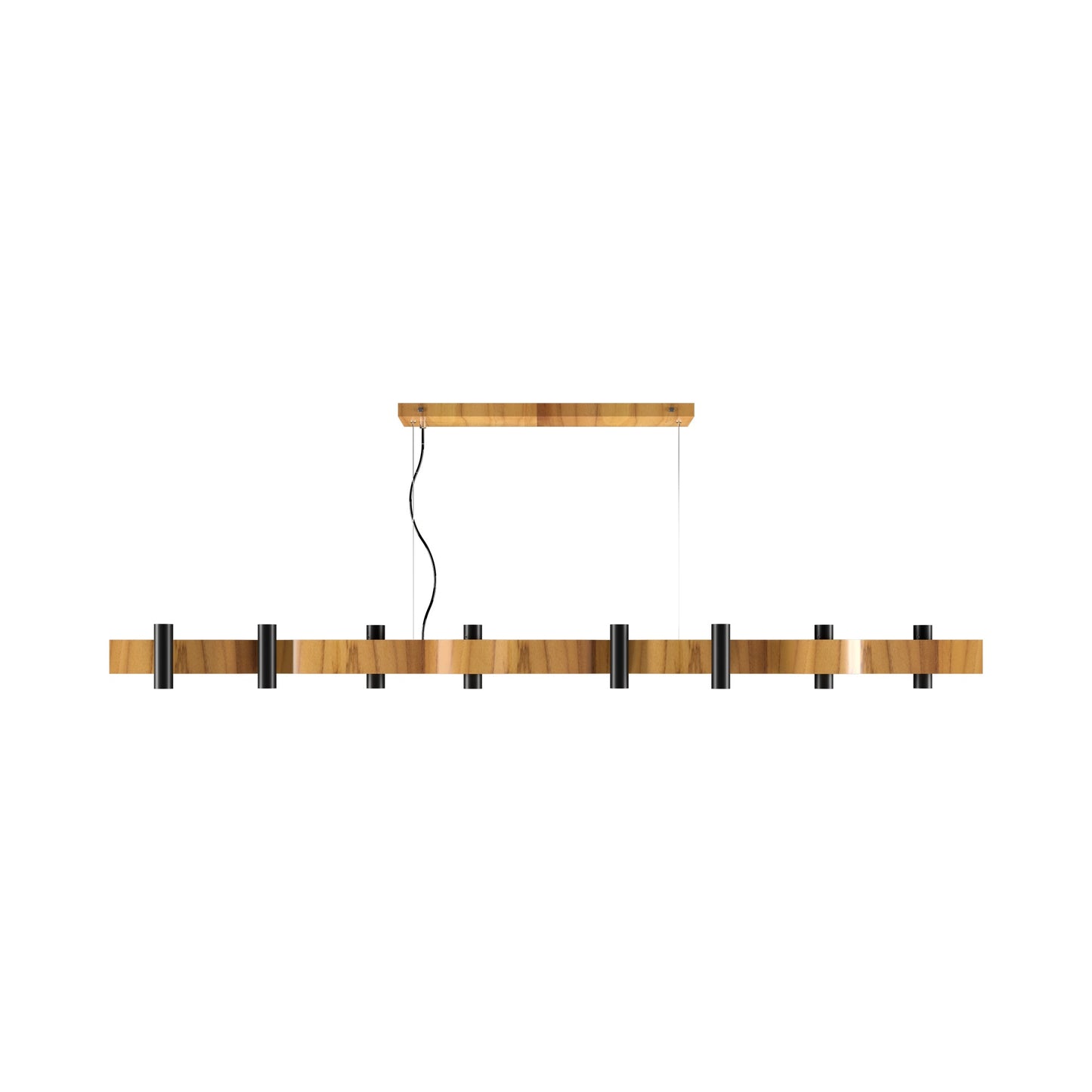 Flow Linear Pendant Light in Teak (16-Light).