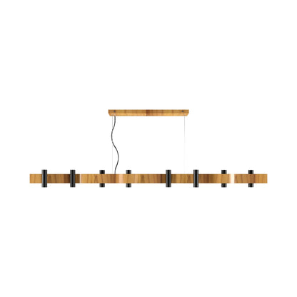 Flow Linear Pendant Light in Teak (16-Light).