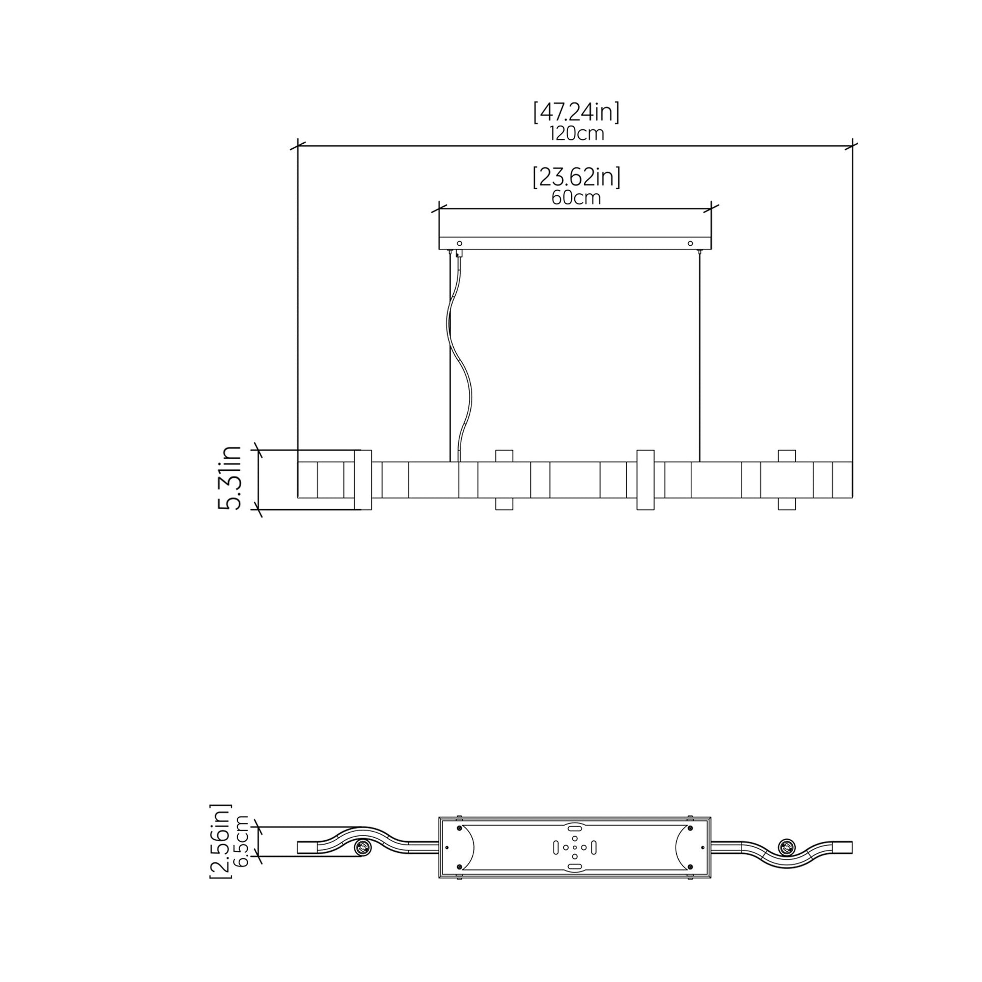Flow Linear Pendant Light - line drawing.