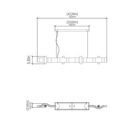 Flow Linear Pendant Light - line drawing.