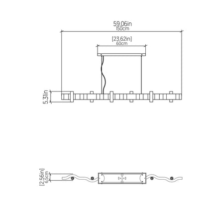 Flow Linear Pendant Light - line drawing.