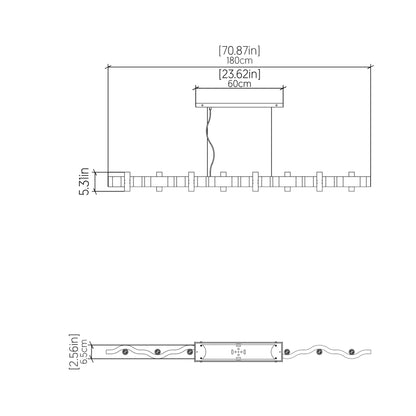Flow Linear Pendant Light - line drawing.