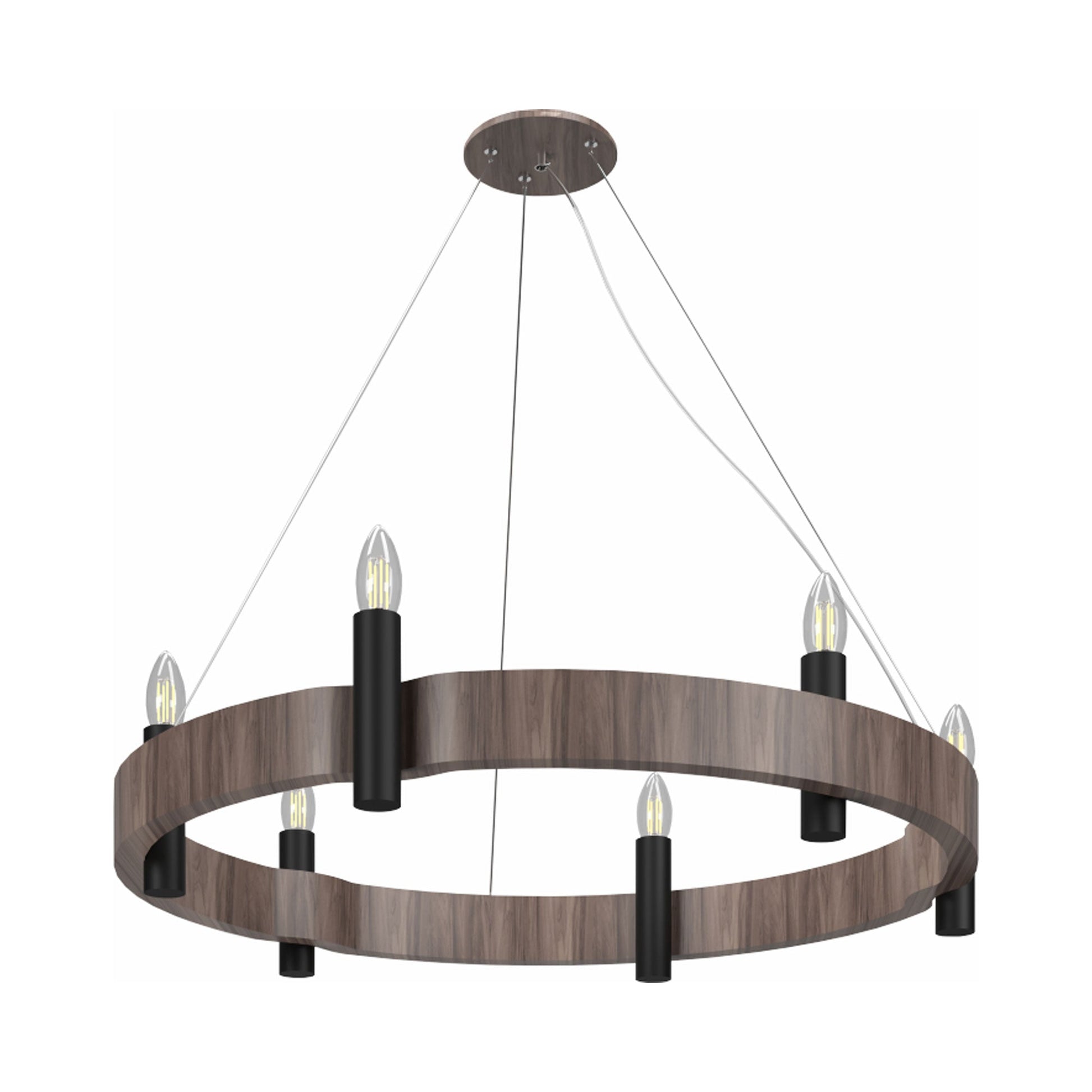 Flow Round Pendant Light in American Walnut (23.62-Inch).