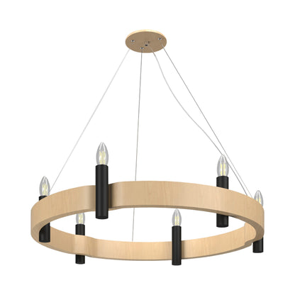 Flow Round Pendant Light in Maple (23.62-Inch).