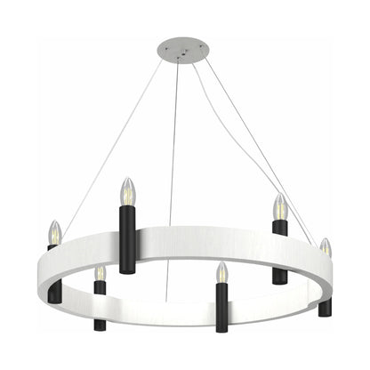 Flow Round Pendant Light in Organic White (23.62-Inch).
