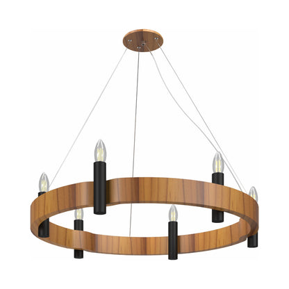 Flow Round Pendant Light in Teak (23.62-Inch).