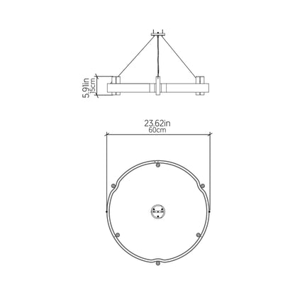 Flow Round Pendant Light - line drawing.