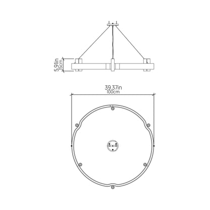Flow Round Pendant Light - line drawing.
