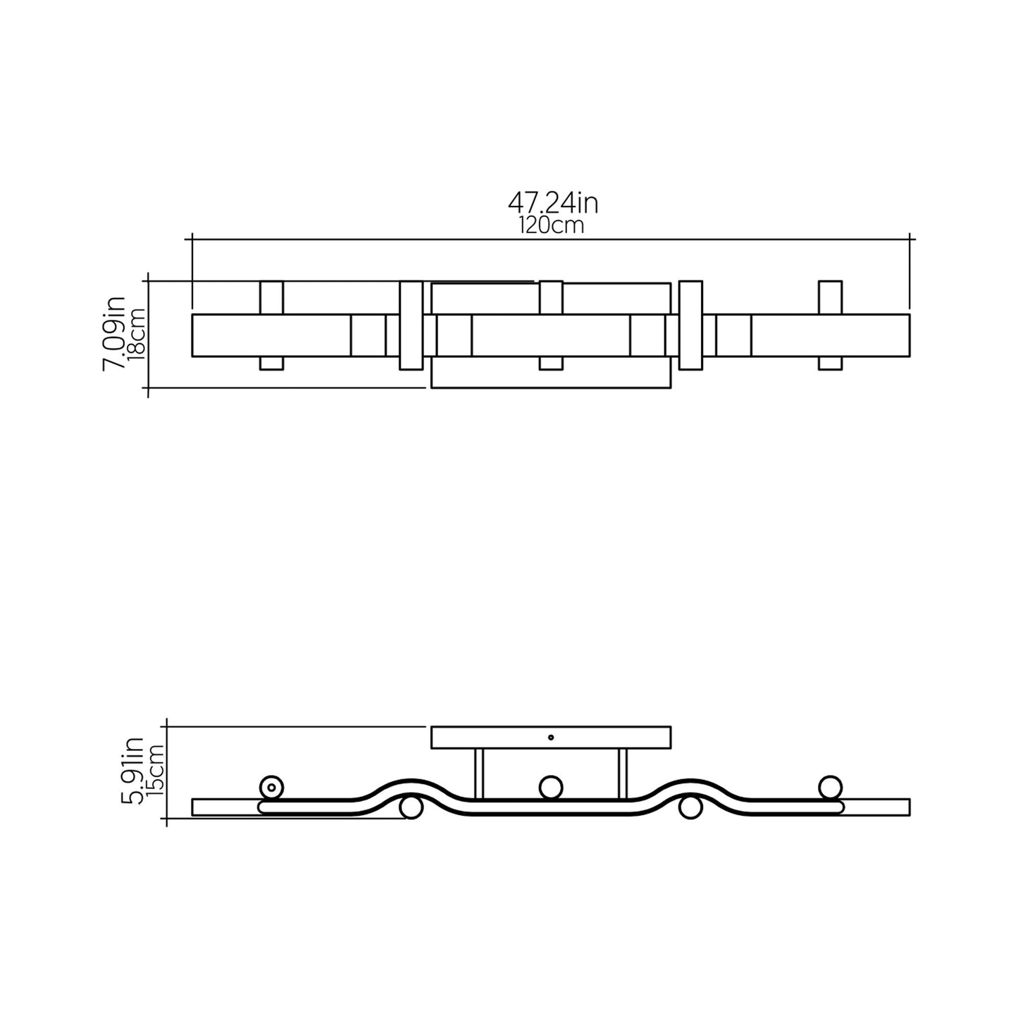 Flow Wall Light - line drawing.