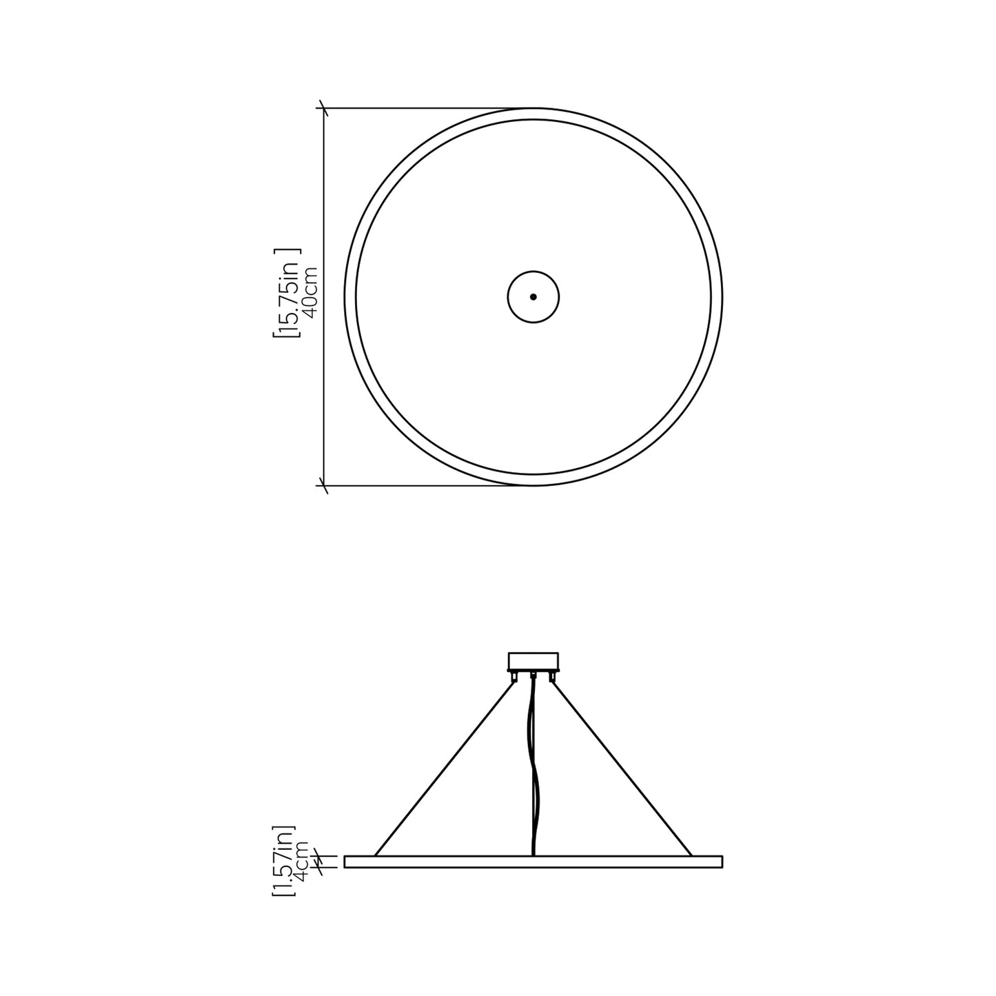 Frame 14 LED Pendant Light - line drawing.