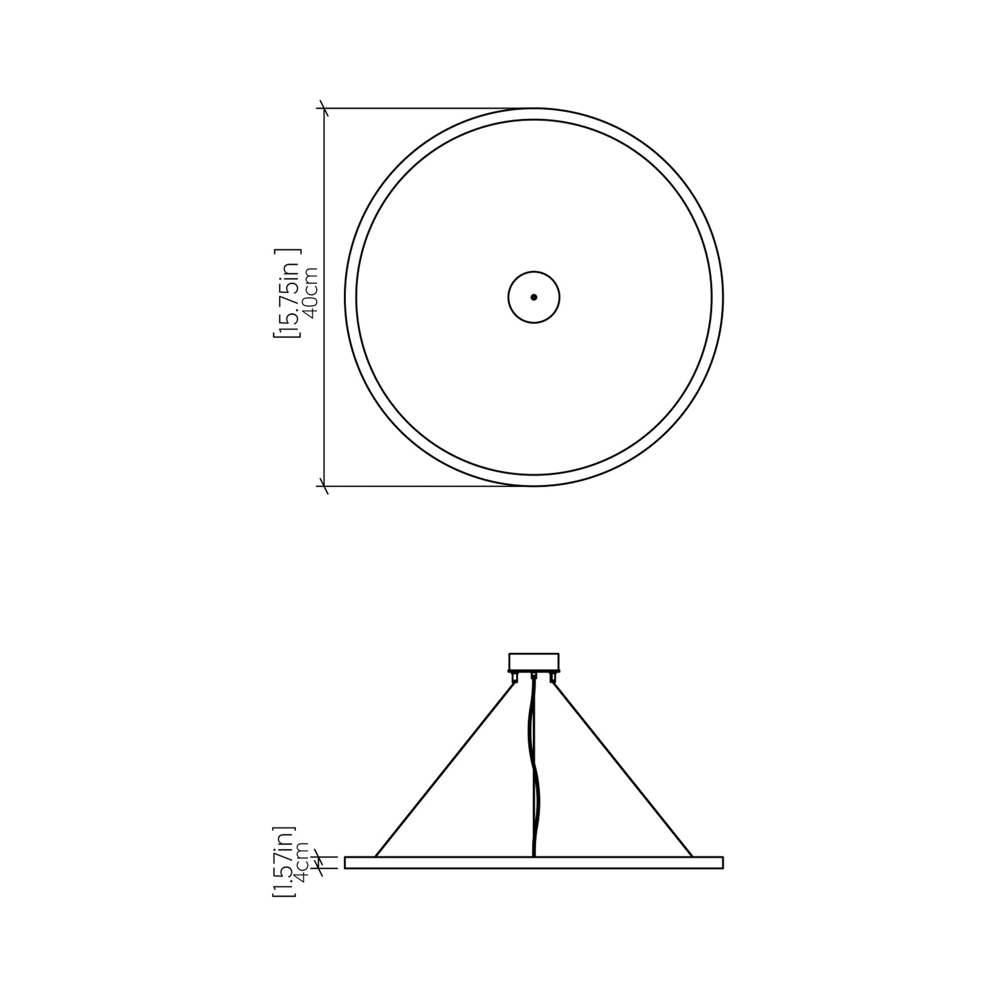 Frame 14 LED Pendant Light - line drawing.