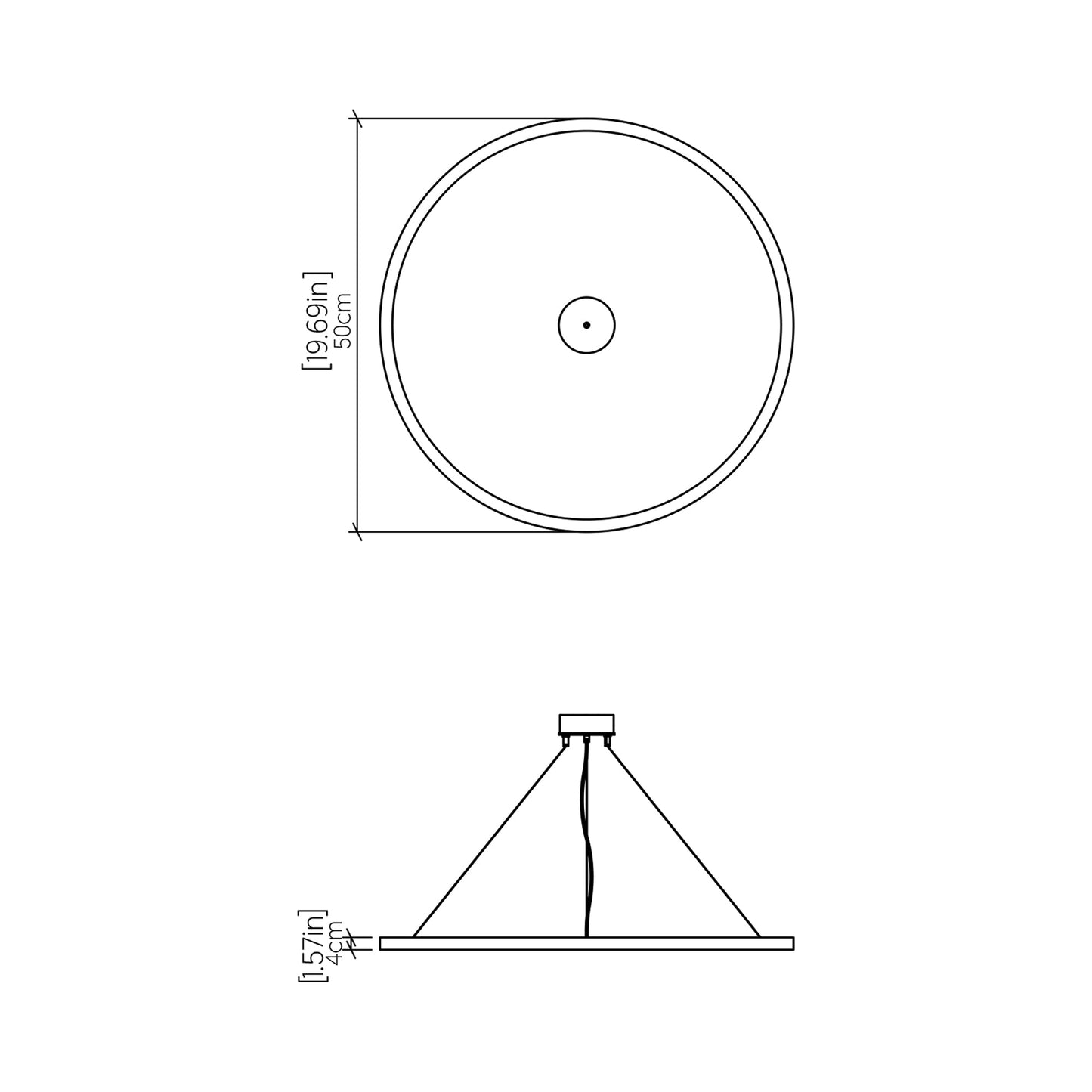 Frame 14 LED Pendant Light - line drawing.