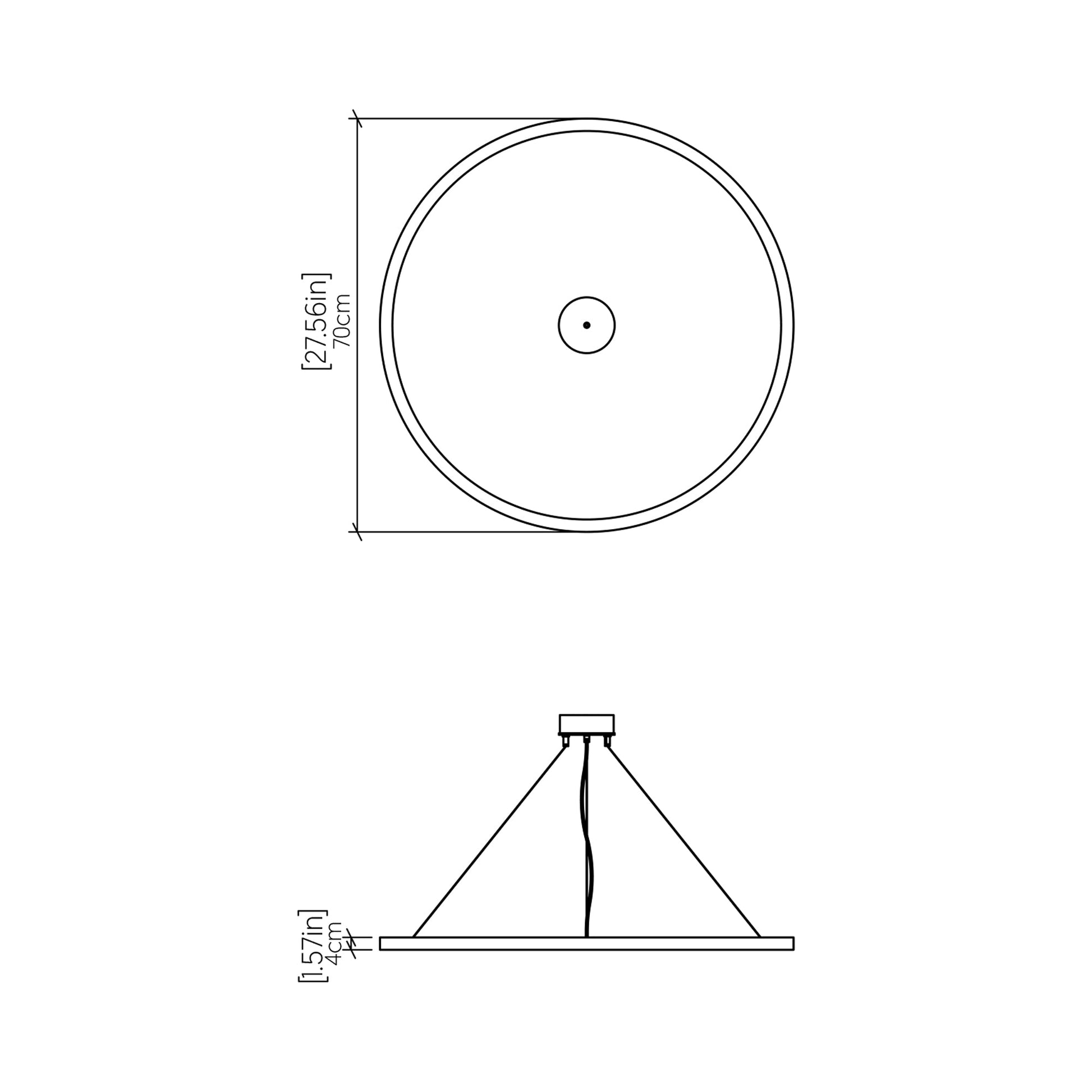 Frame 14 LED Pendant Light - line drawing.