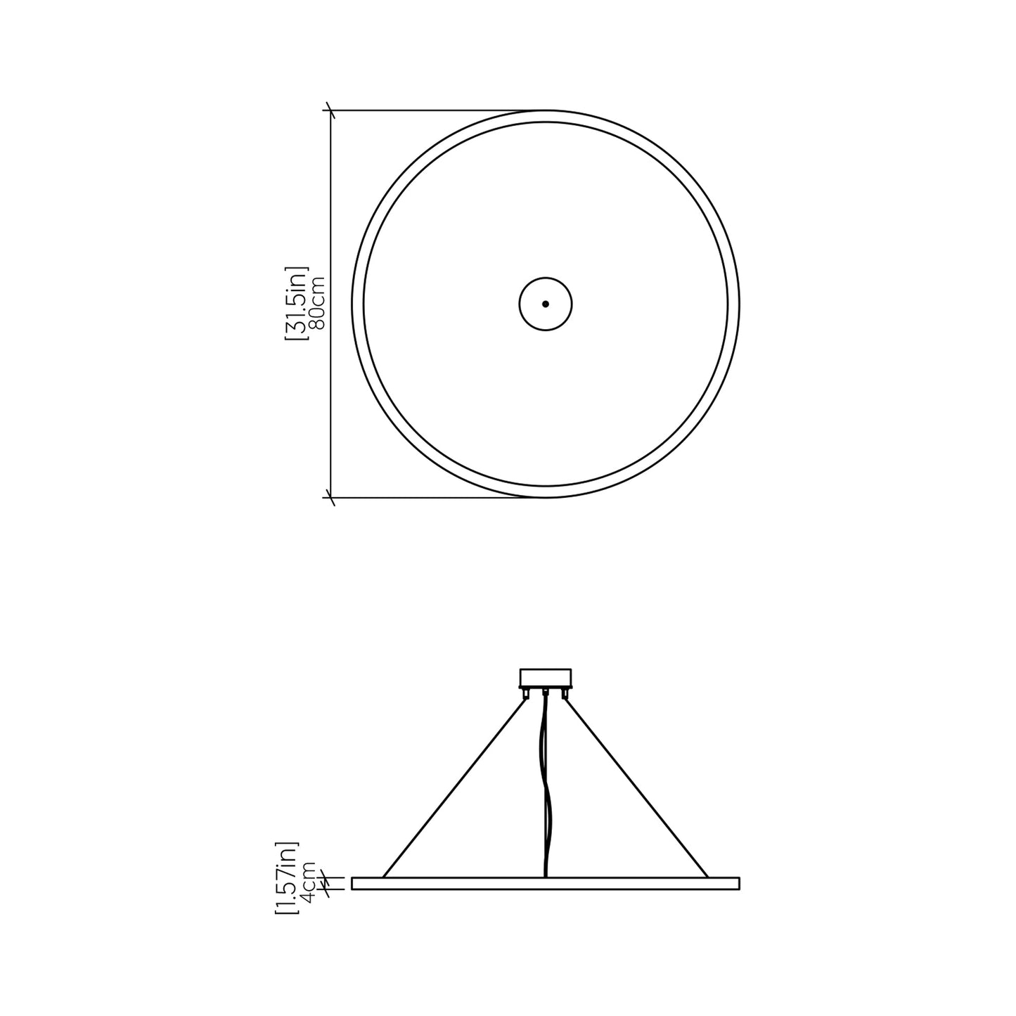 Frame 14 LED Pendant Light - line drawing.