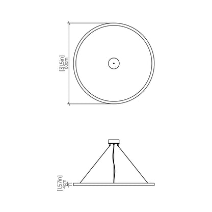 Frame 14 LED Pendant Light - line drawing.