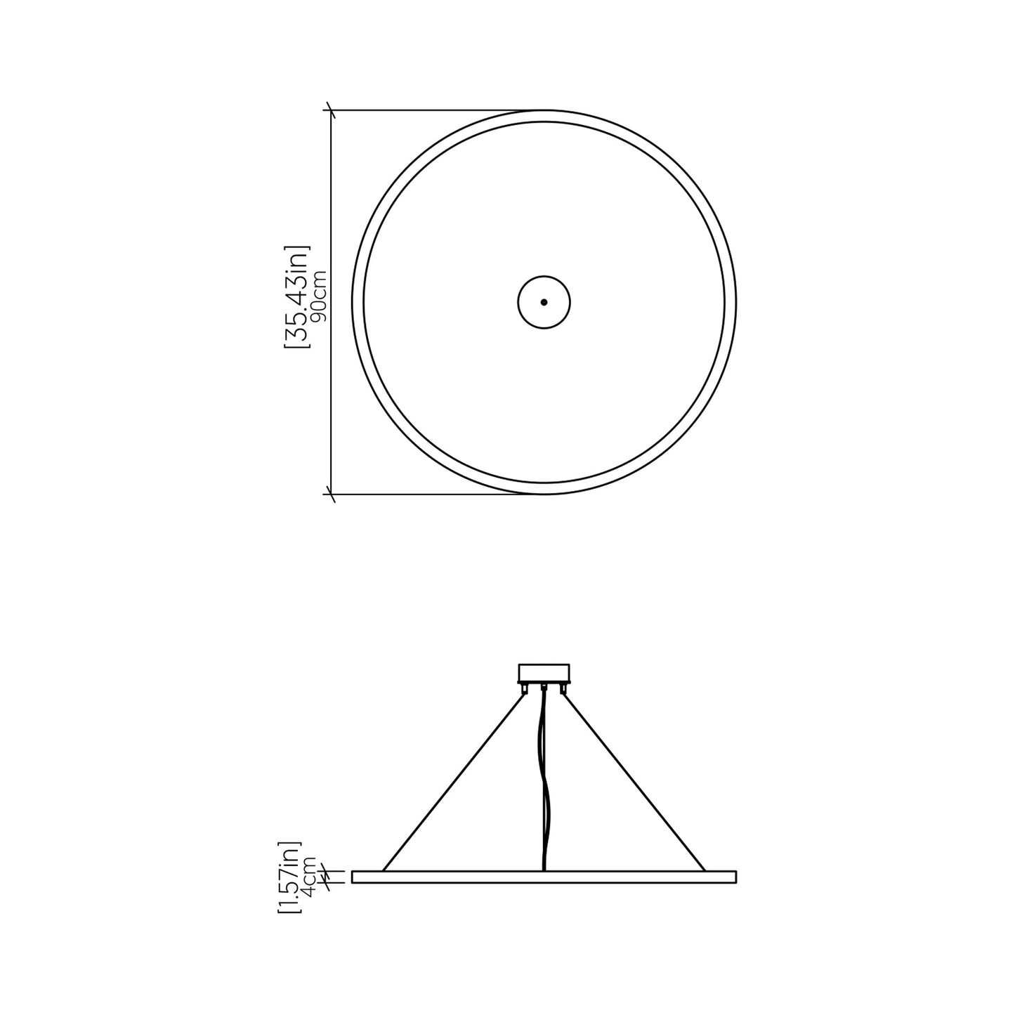 Frame 14 LED Pendant Light - line drawing.