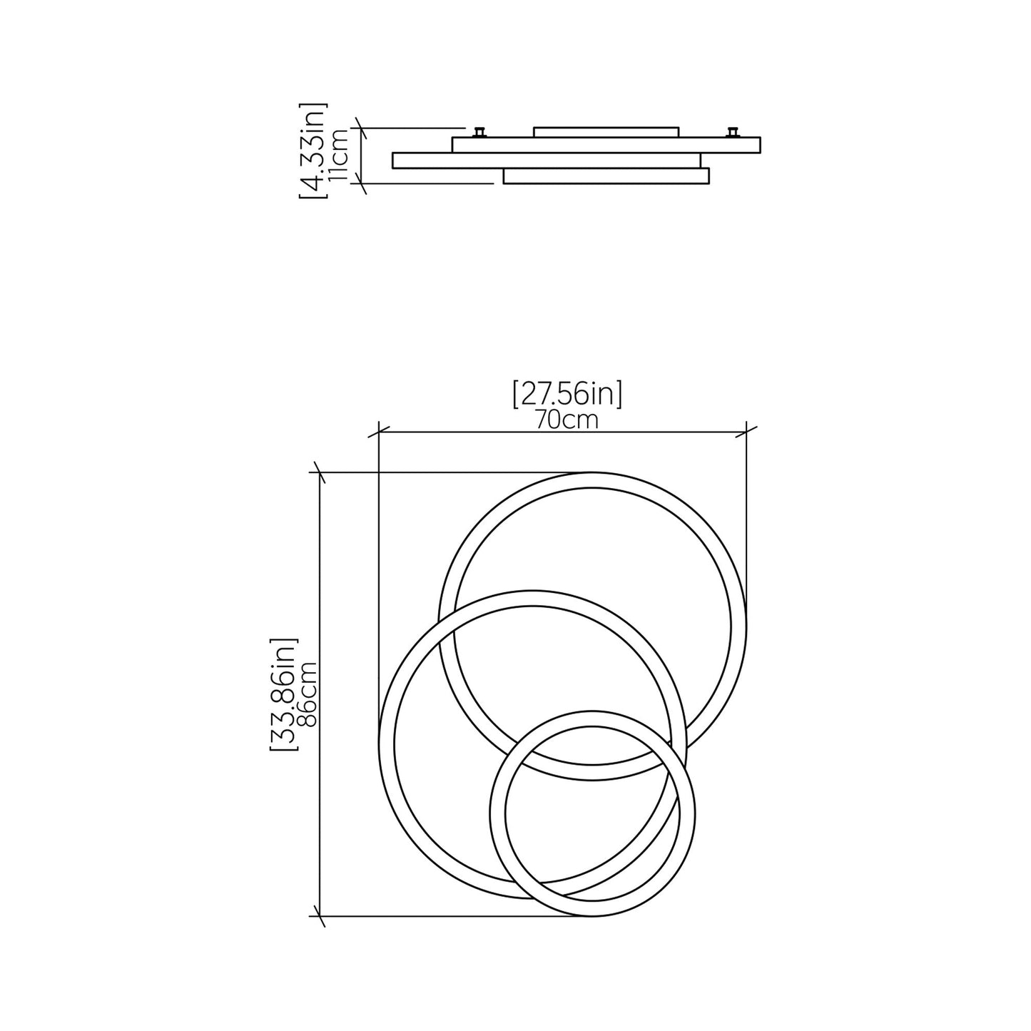 Frame LED Ceiling / Wall Light - line drawing.