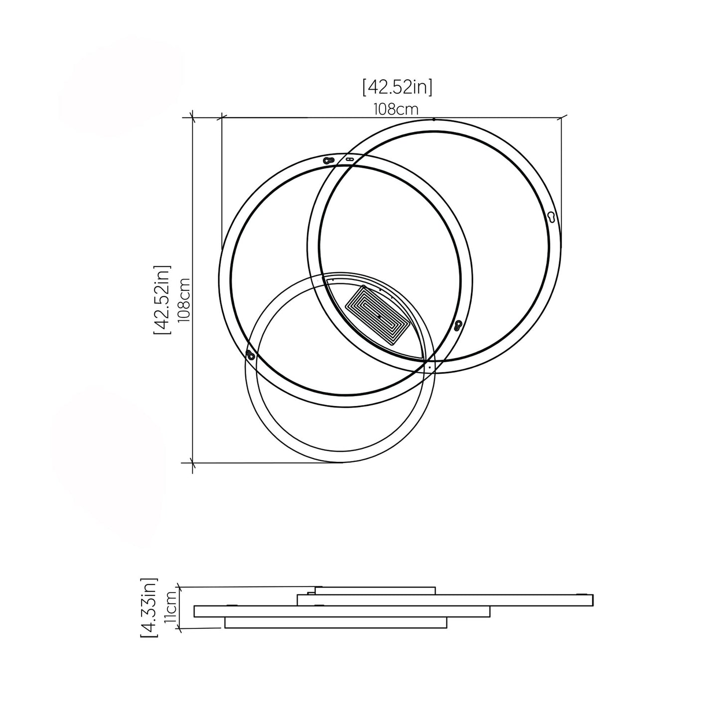 Frame LED Ceiling / Wall Light - line drawing.