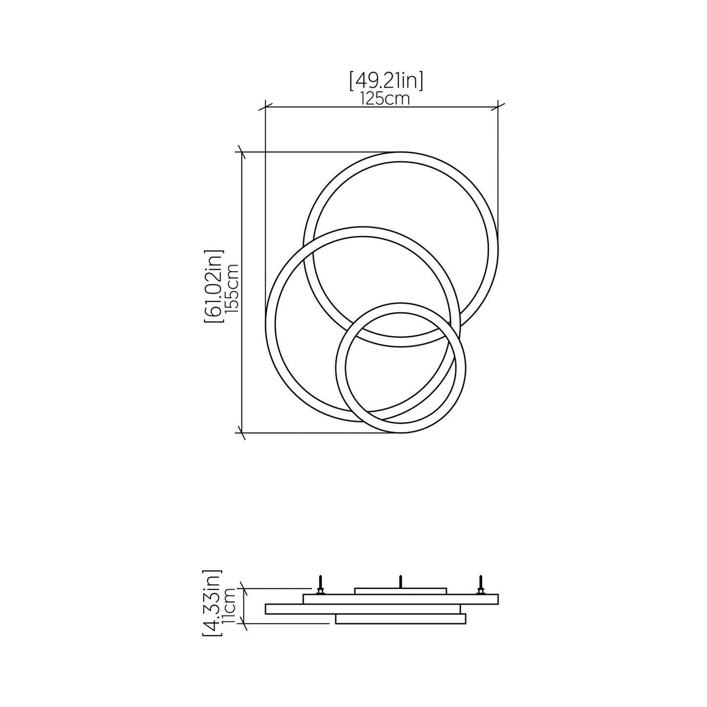 Frame LED Ceiling / Wall Light - line drawing.