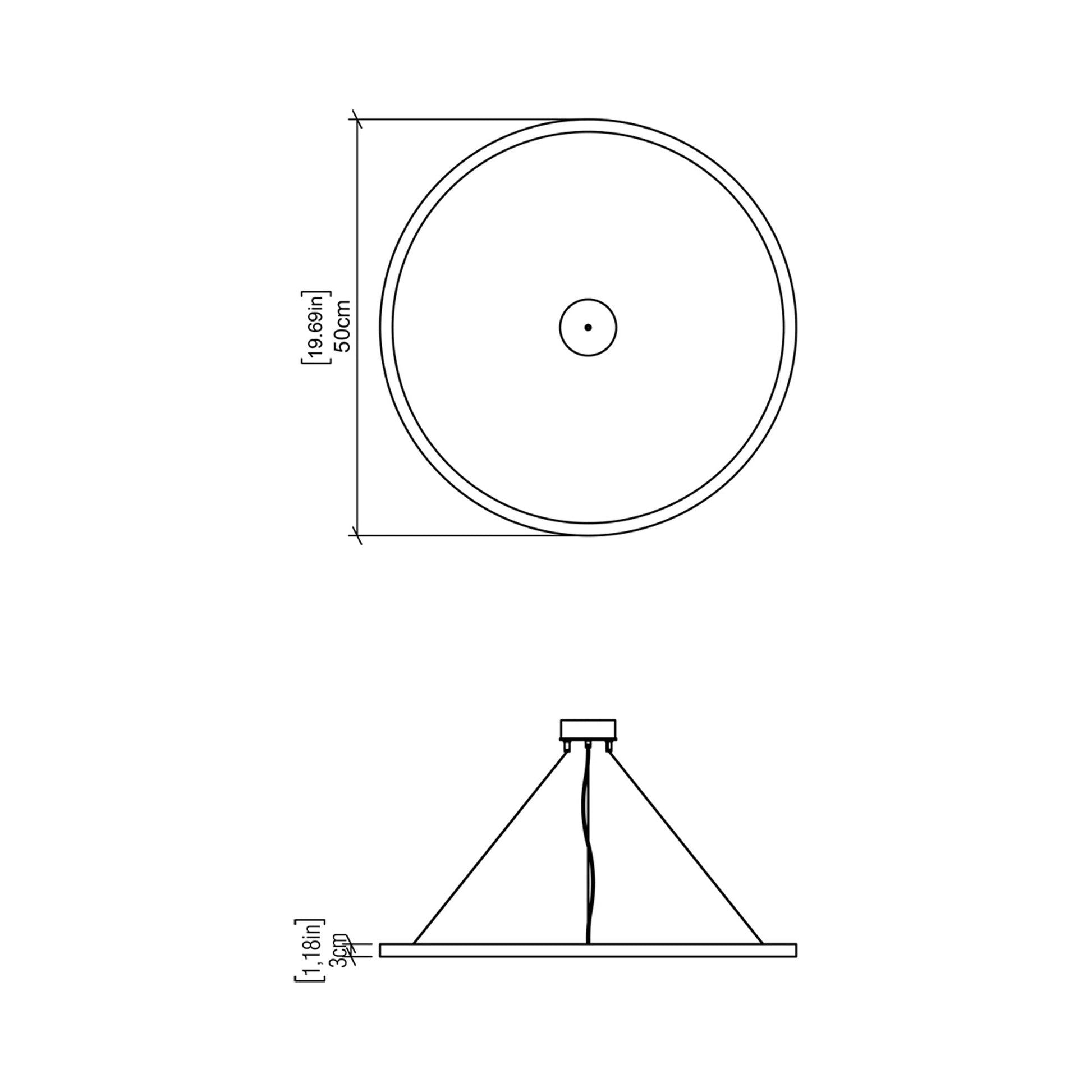Frame LED Pendant Light - line drawing.