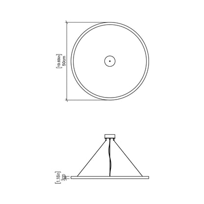Frame LED Pendant Light - line drawing.