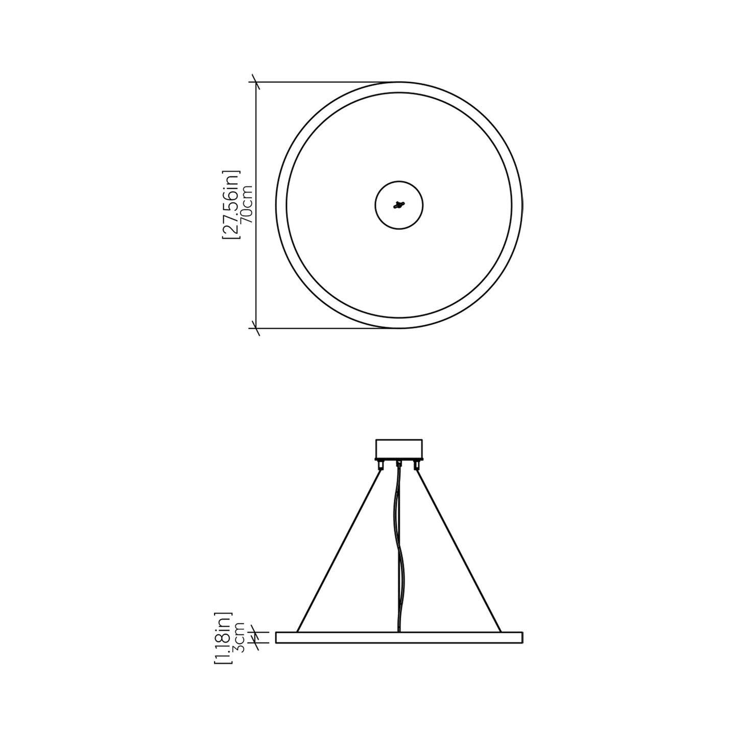 Frame LED Pendant Light - line drawing.