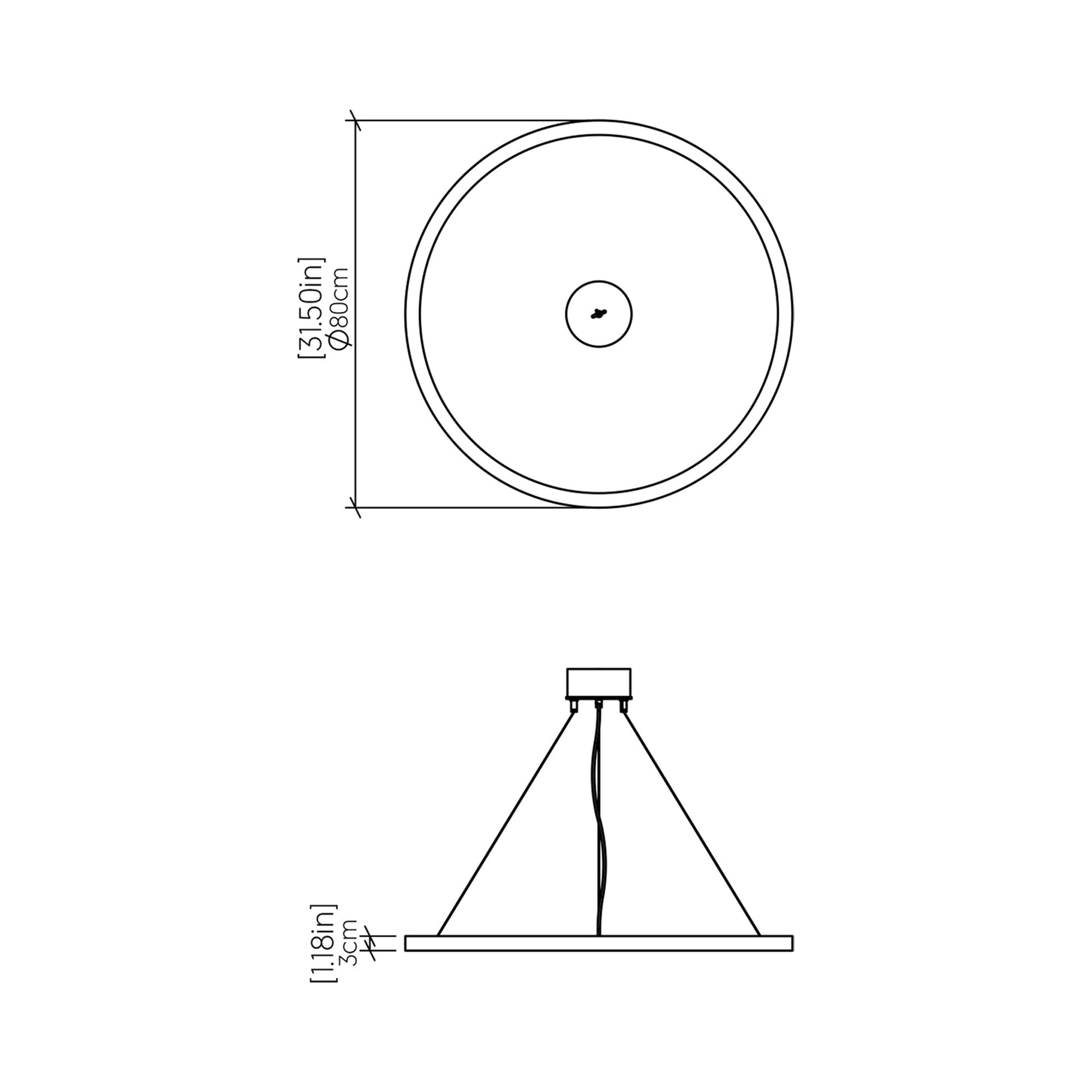 Frame LED Pendant Light - line drawing.