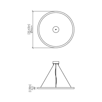 Frame LED Pendant Light - line drawing.
