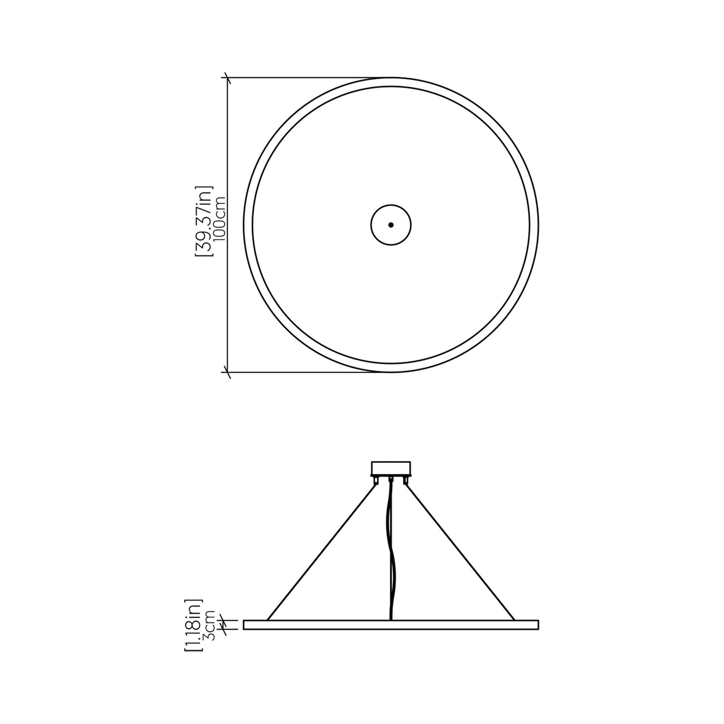 Frame LED Pendant Light - line drawing.