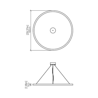 Frame LED Pendant Light - line drawing.
