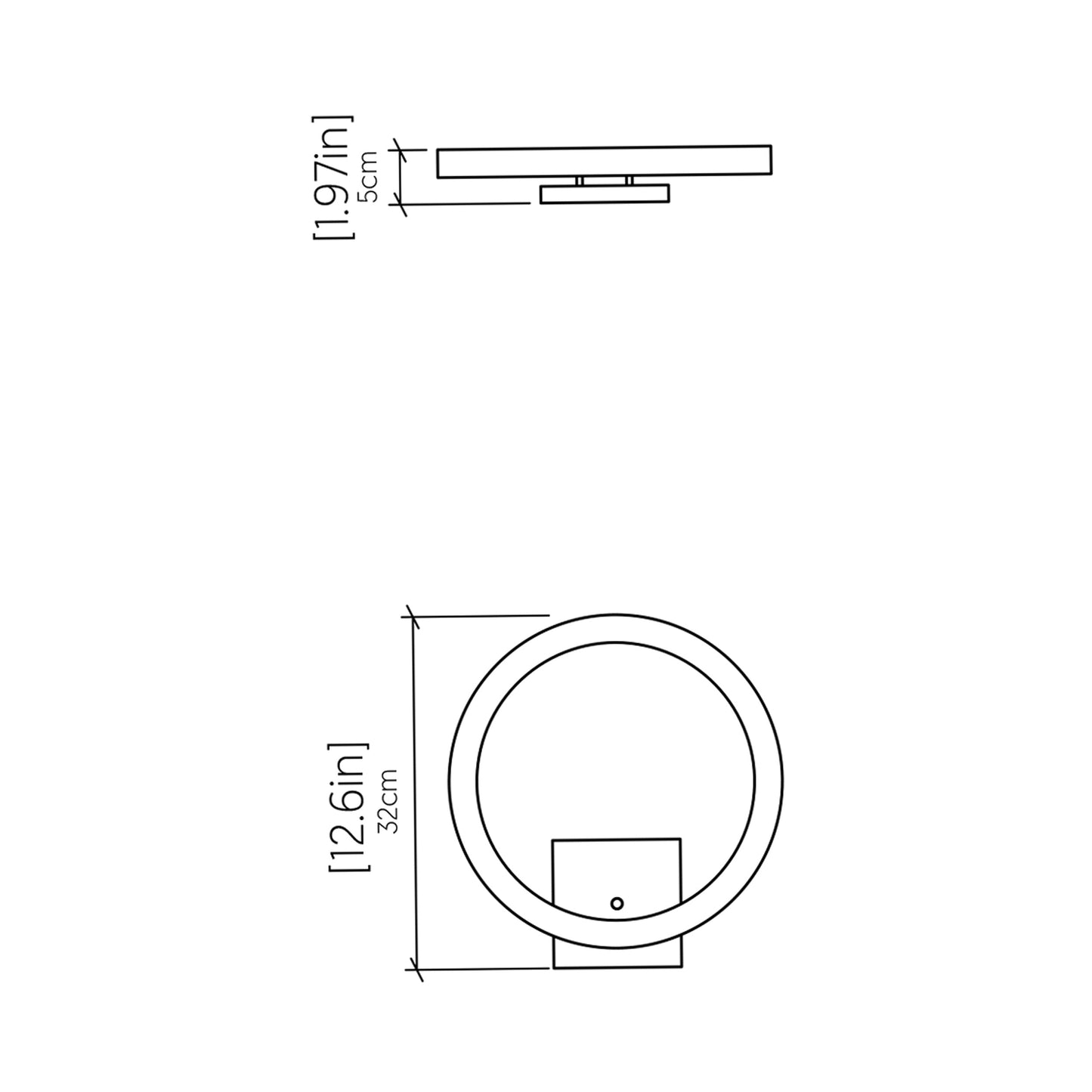 Frame LED Vertical Pendant Light - line drawing.