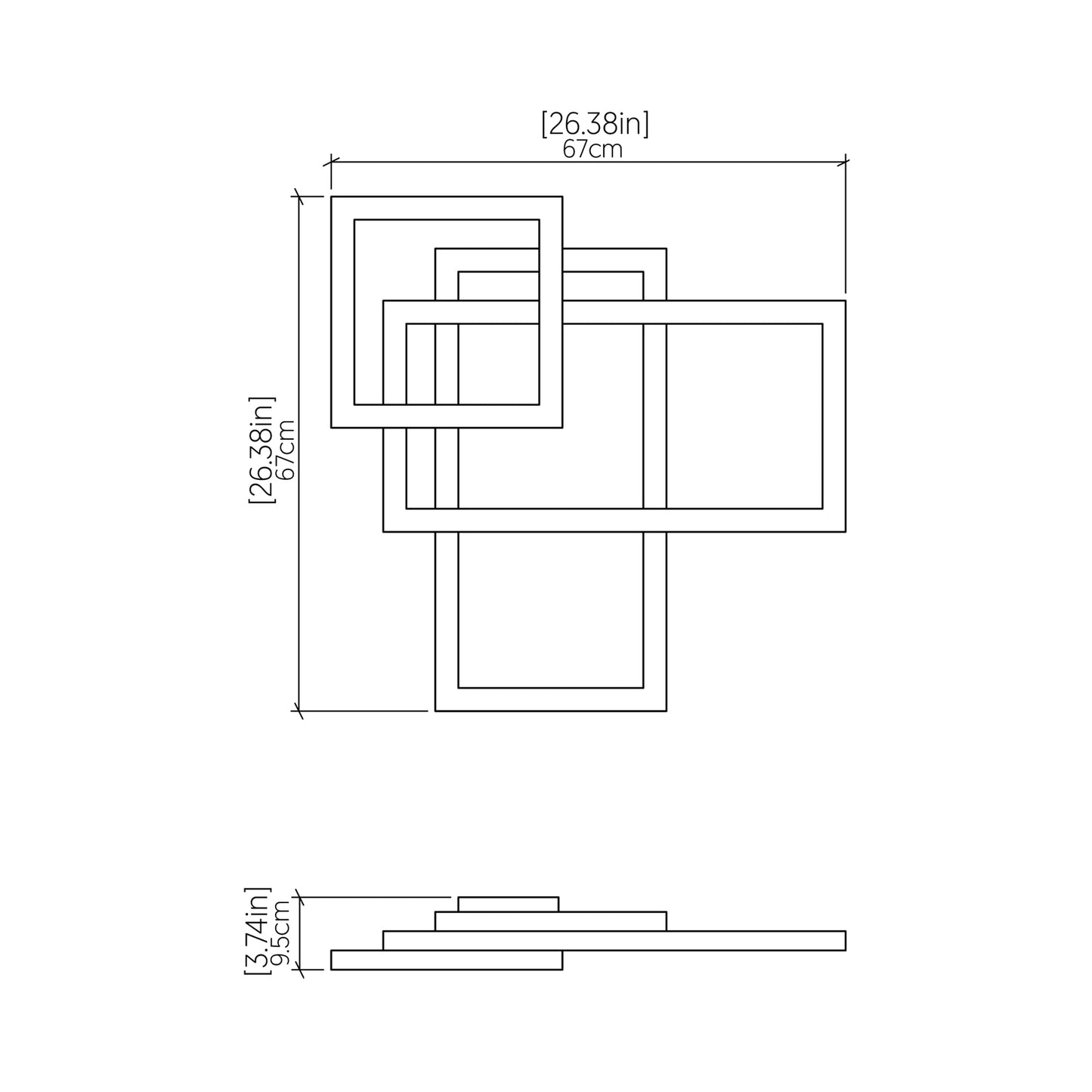Frame Square LED Ceiling / Wall Light - line drawing.