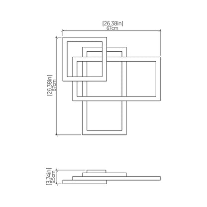 Frame Square LED Ceiling / Wall Light - line drawing.