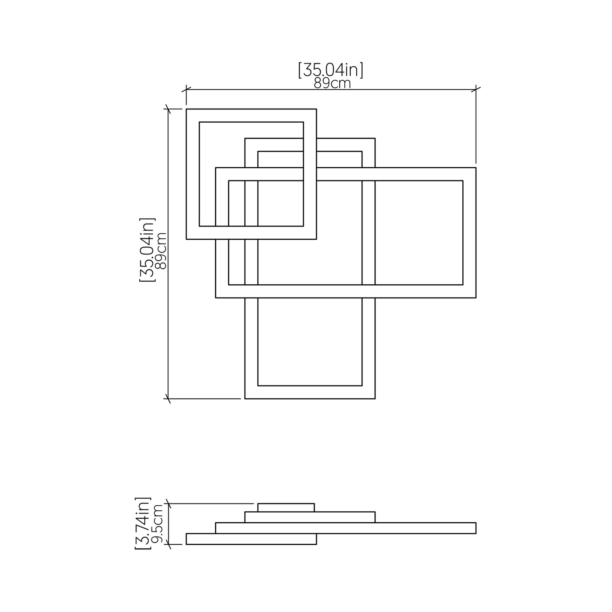 Frame Square LED Ceiling / Wall Light - line drawing.