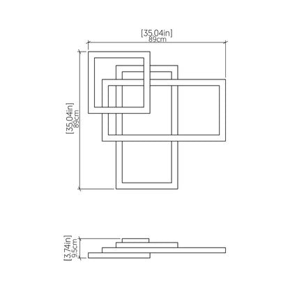Frame Square LED Ceiling / Wall Light - line drawing.