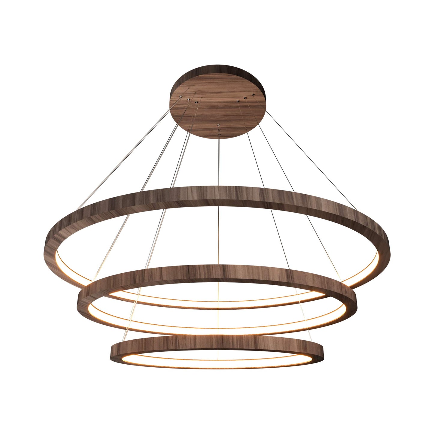 Frame Trio LED Pendant Light in American Walnut.