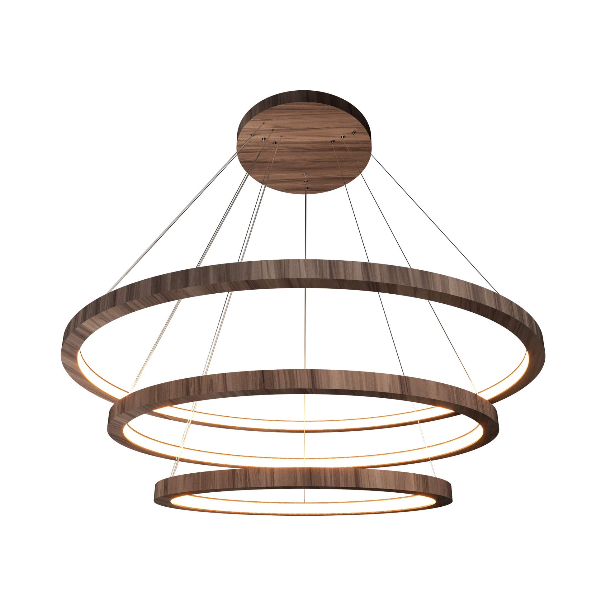 Frame Trio LED Pendant Light in American Walnut.