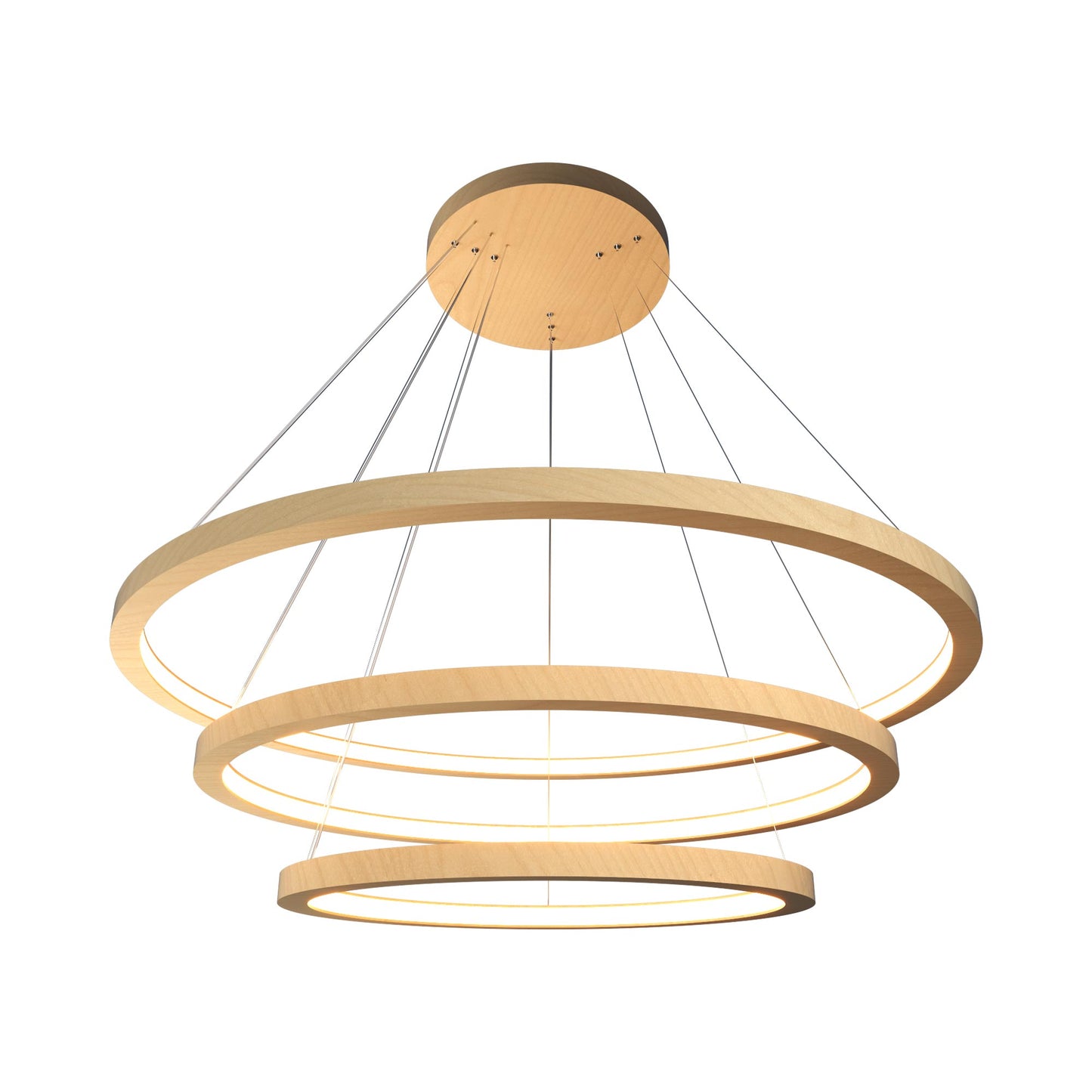 Frame Trio LED Pendant Light in Maple.