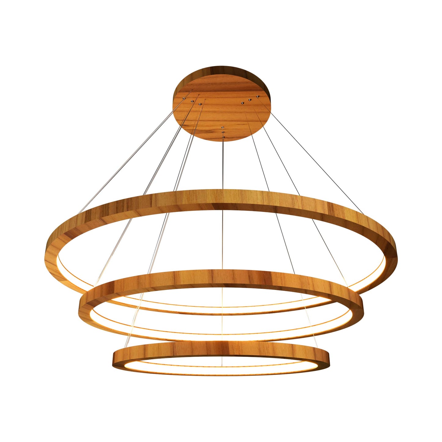 Frame Trio LED Pendant Light in Teak.