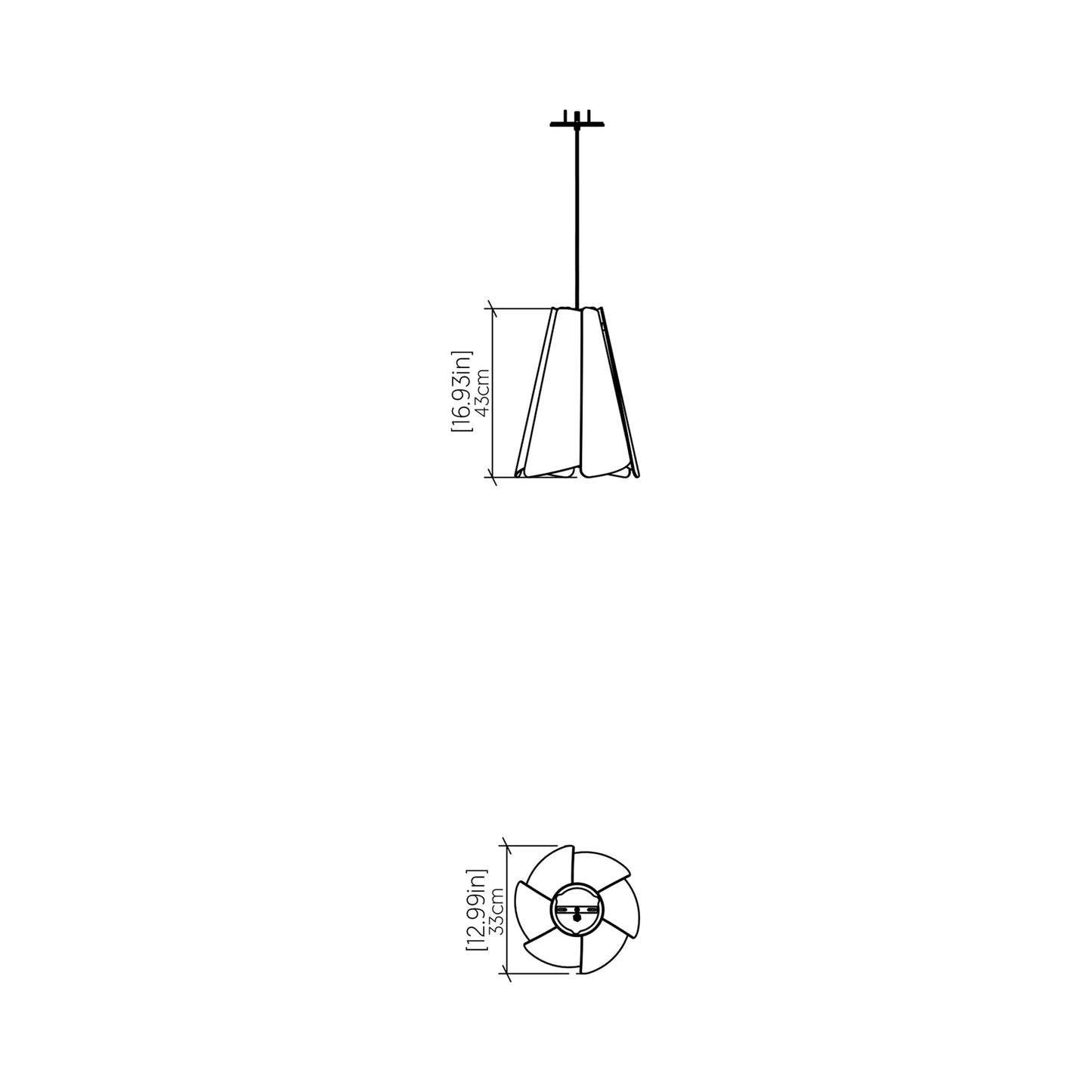 Fuchsia Pendant Light - line drawing.