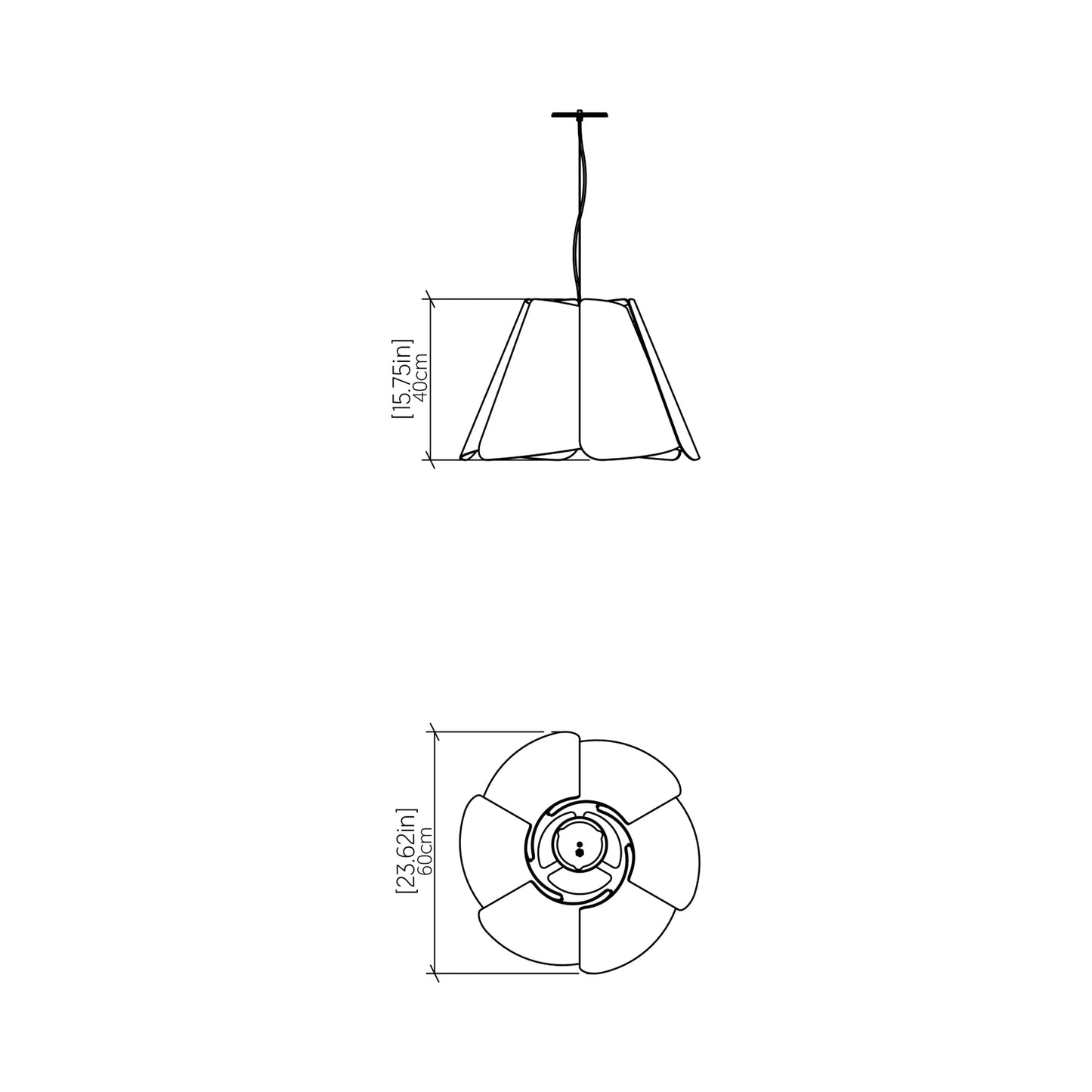 Fuchsia Pendant Light - line drawing.