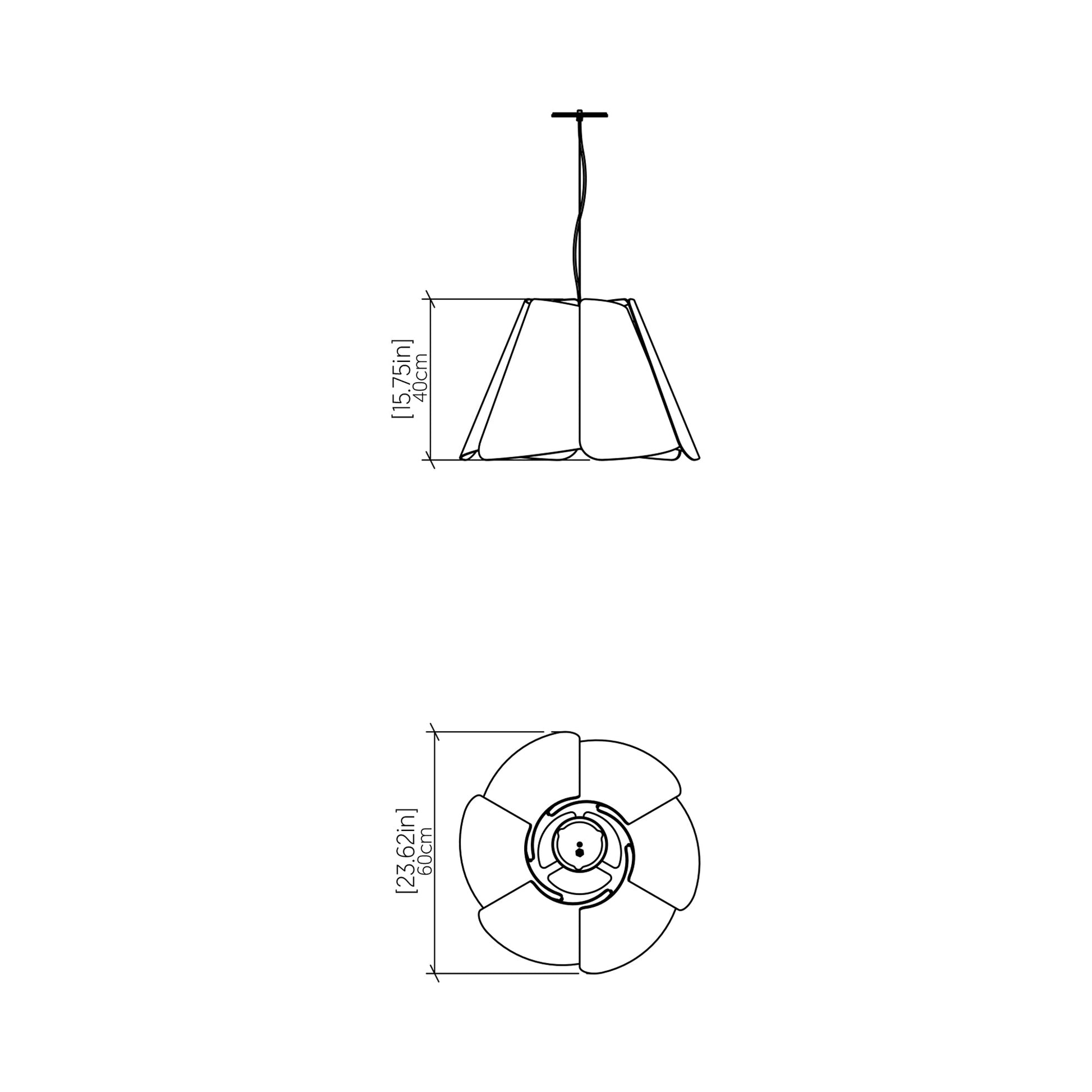 Fuchsia Pendant Light - line drawing.