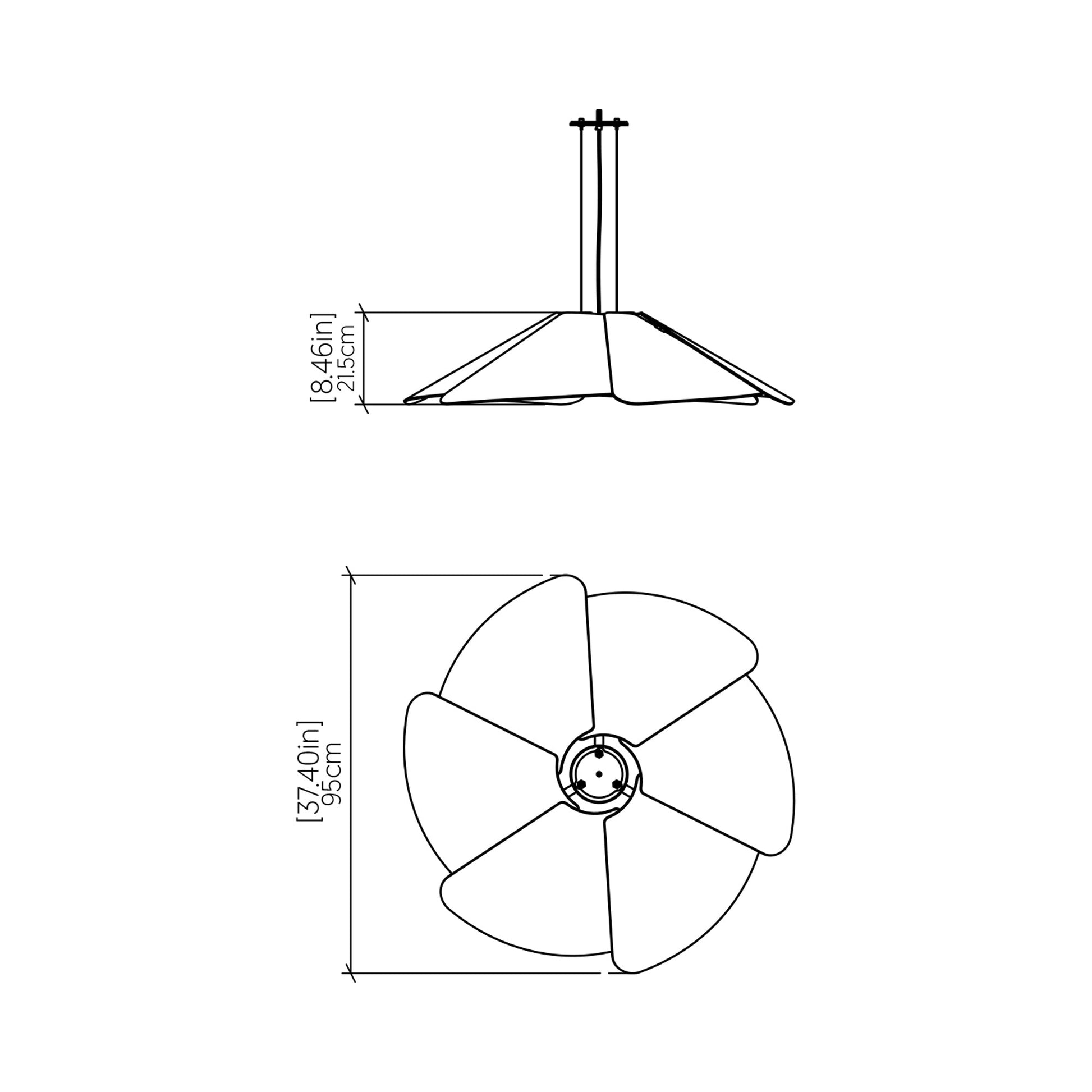 Fuchsia Pendant Light - line drawing.