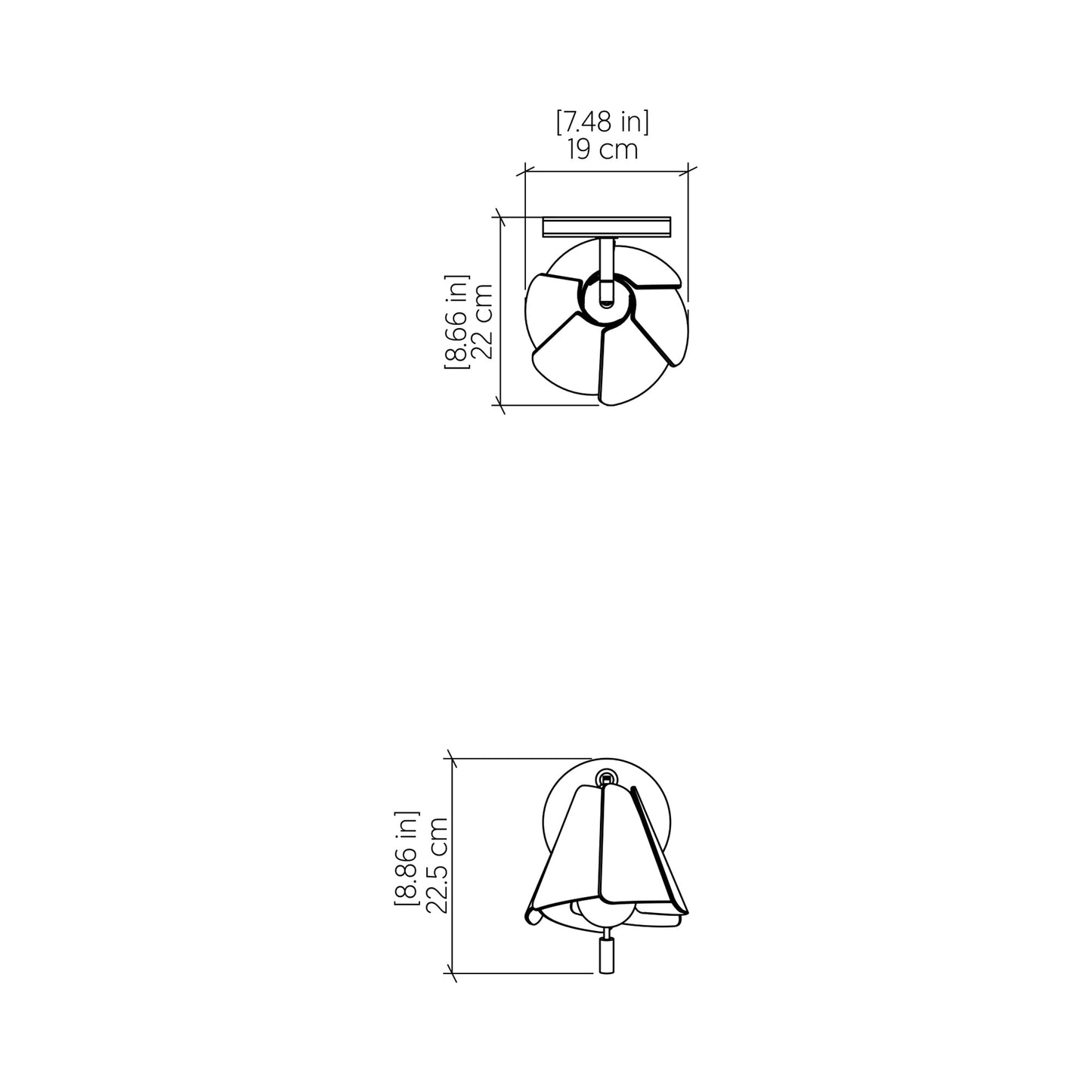 Fuchsia Wall Light - line drawing.