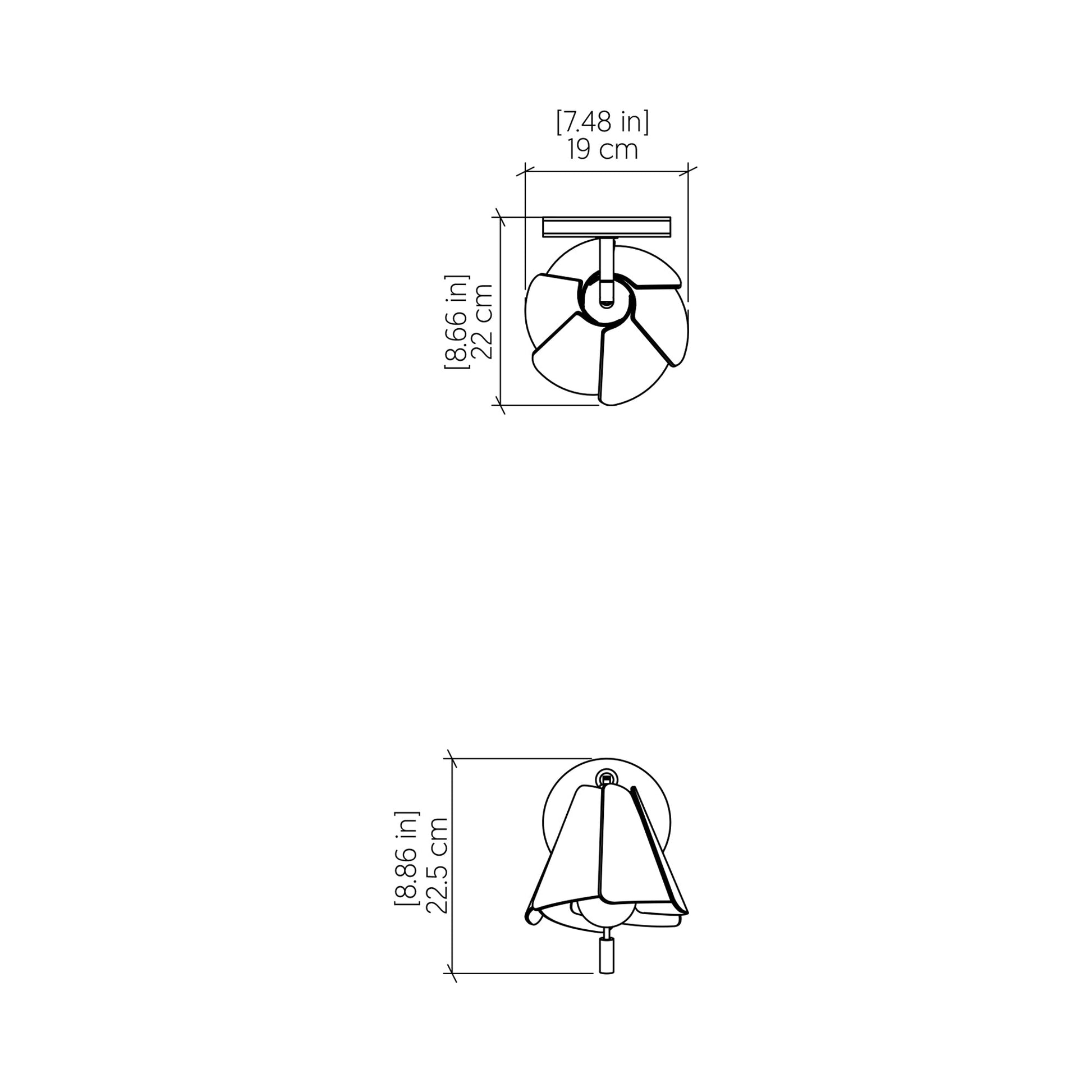 Fuchsia Wall Light - line drawing.