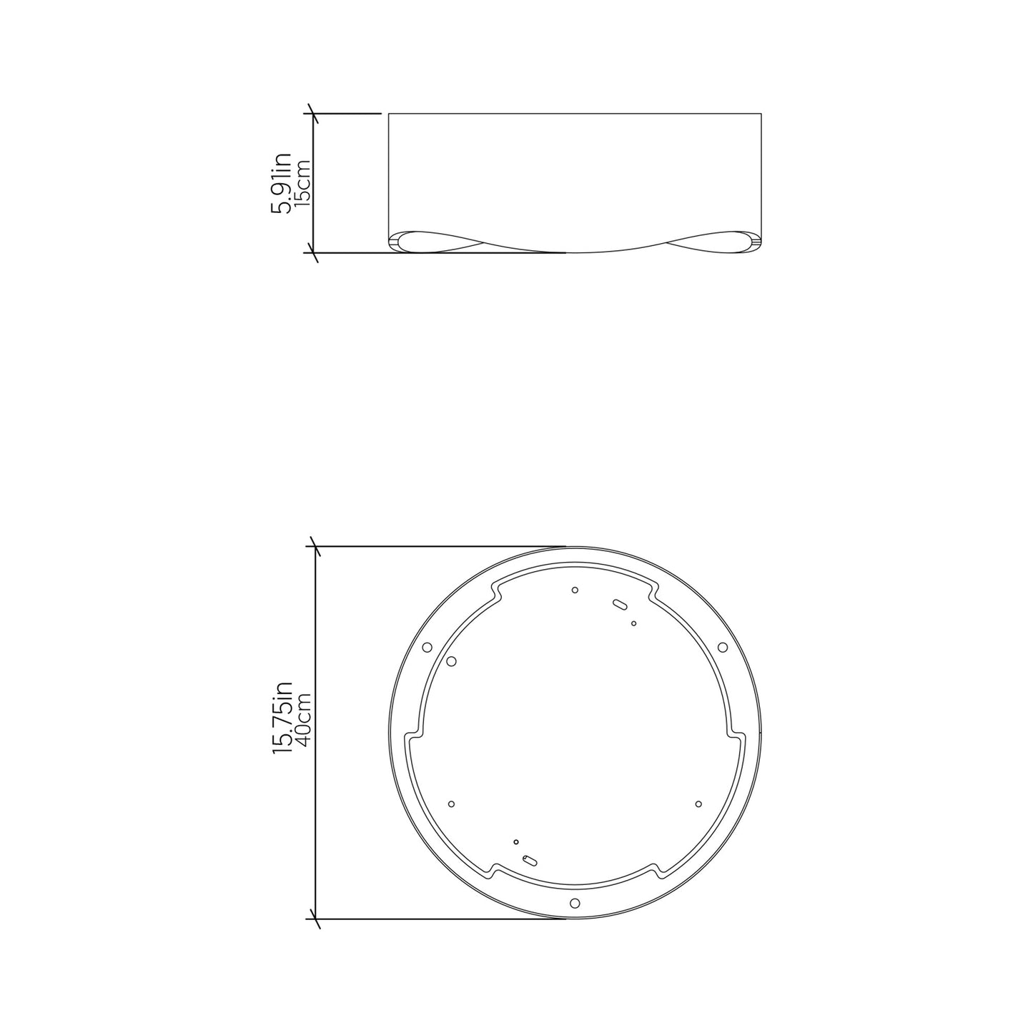 Horizon LED Flush Mount Ceiling Light - line drawing.