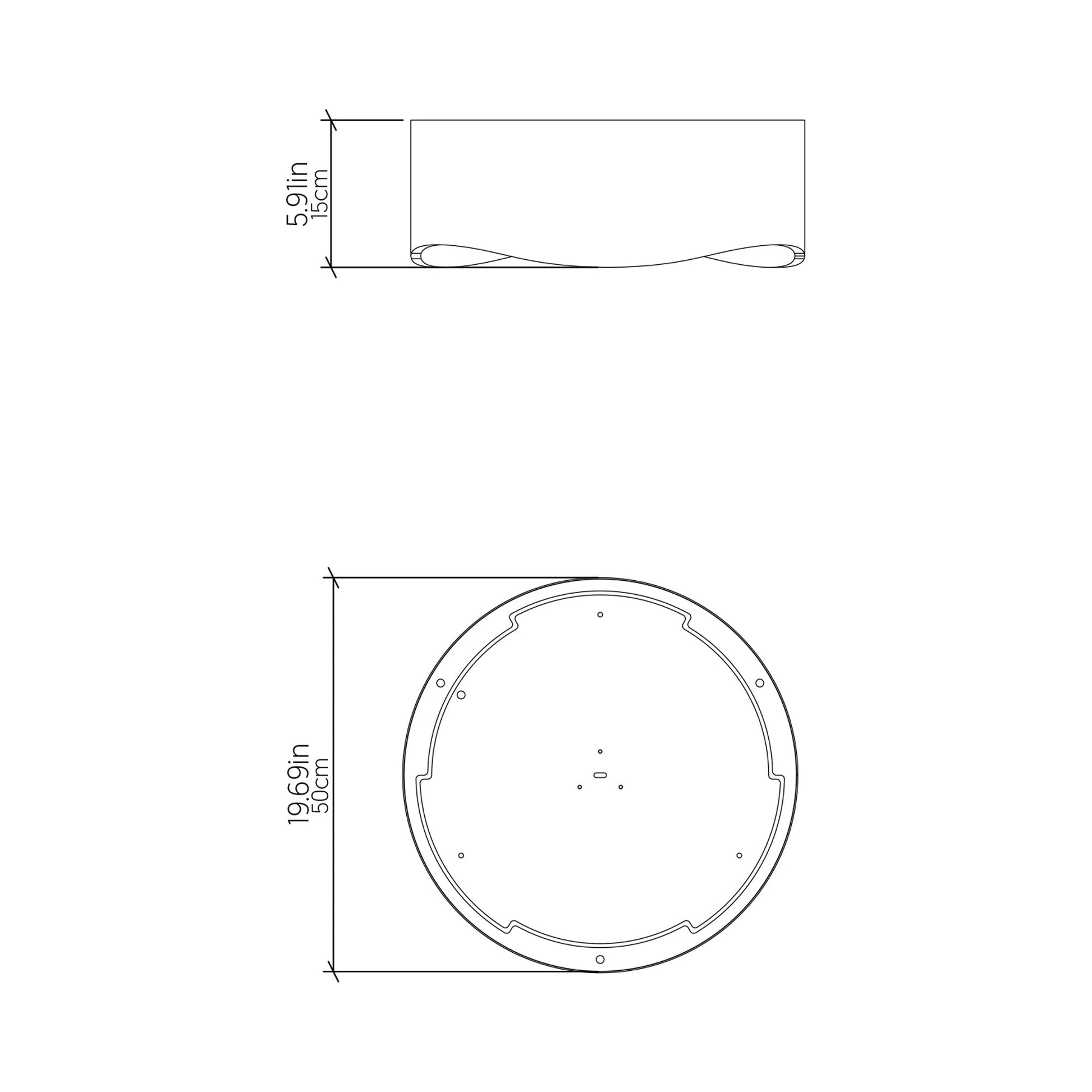 Horizon LED Flush Mount Ceiling Light - line drawing.